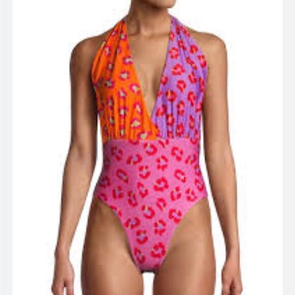 FARM Rio Maxi Leopard Patch Front One-Piece Swimsuit - Picture 2 of 4